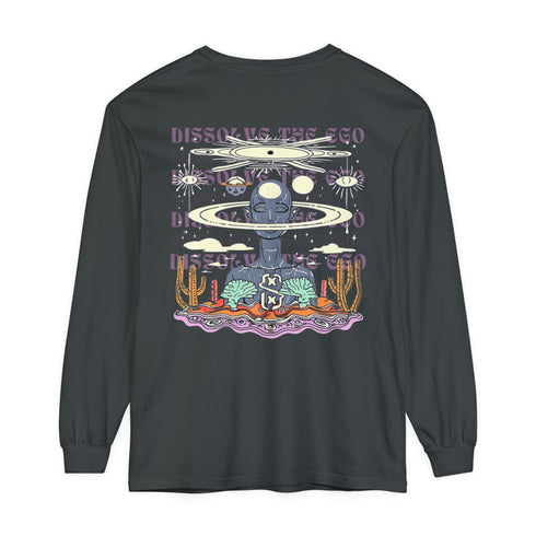 Dissolve The Ego (Back design) - Unisex Garment-dyed Long Sleeve T-Shirt